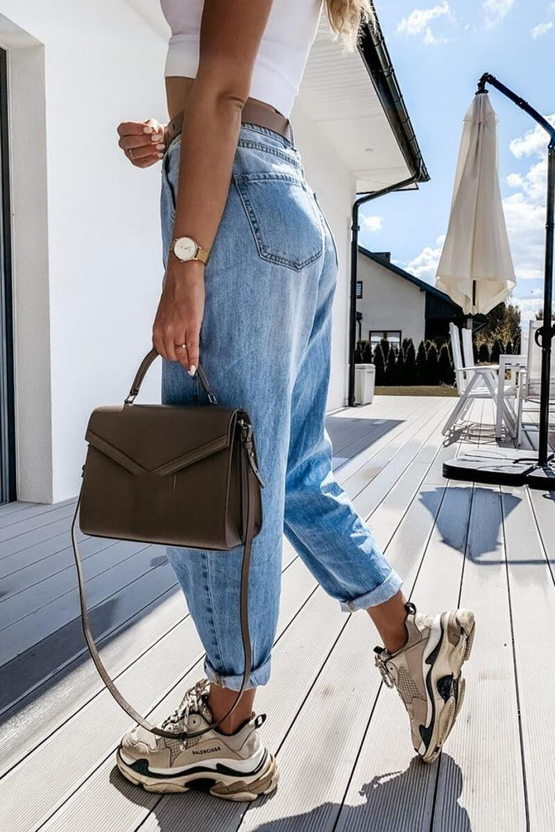 Calça Jeans Mom com Bolsos - Dimenshop